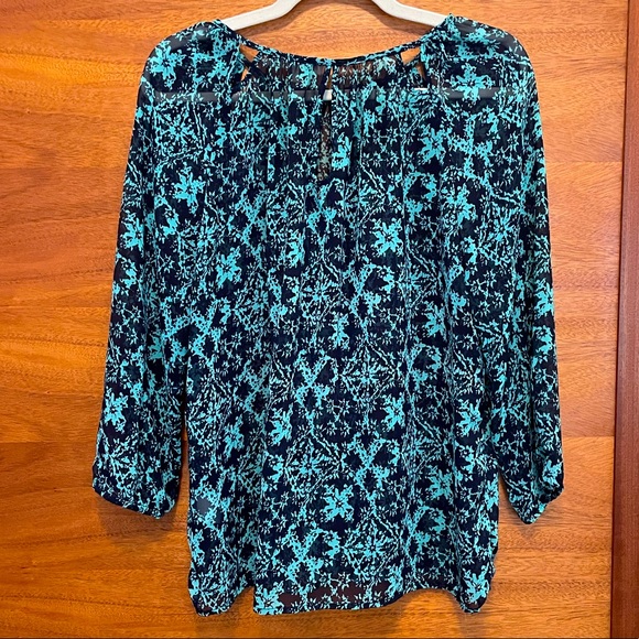 Creative Commune navy & turquoise patterned top - Picture 3 of 11